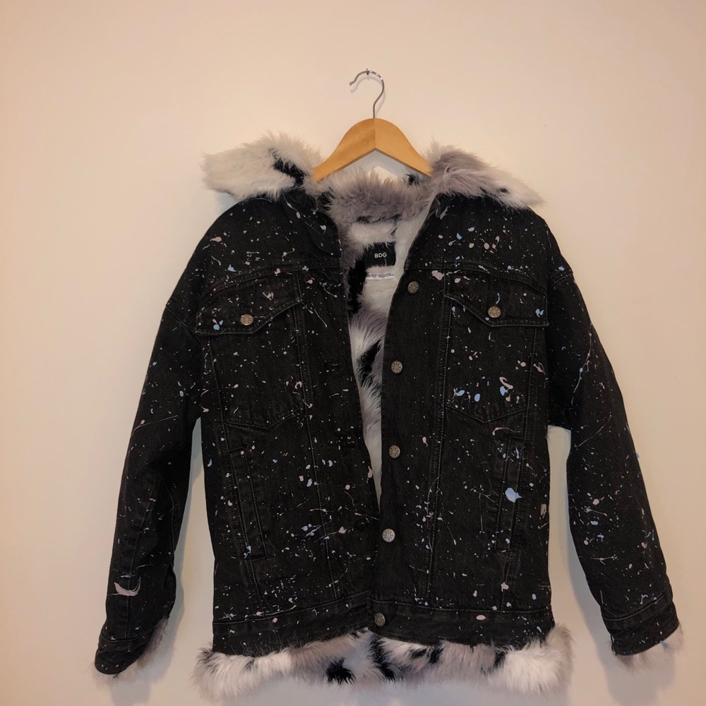 BDG Black Denim Jean Jacket - Hand Painted